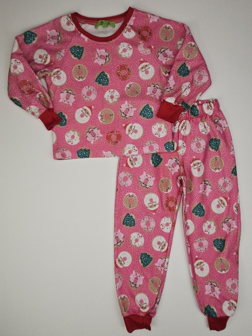 5/$25 Girls Christmas Donut Pajama Set Size 2-3 Pink Gingerbread Holiday PJs